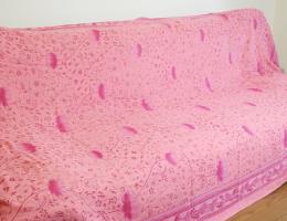 蓮柄ベッド・マルチカバー　ピンク